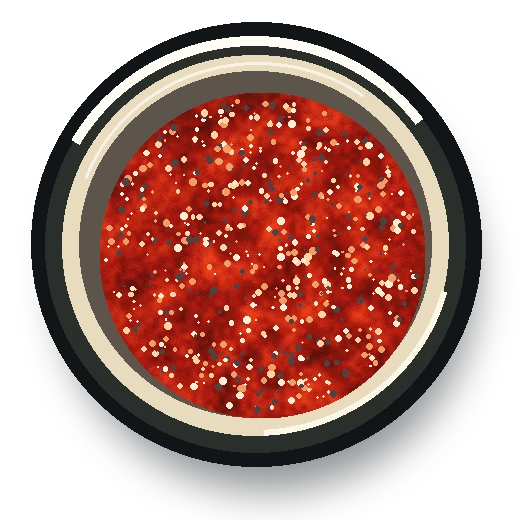Ramekin ilustrado de salsa macha