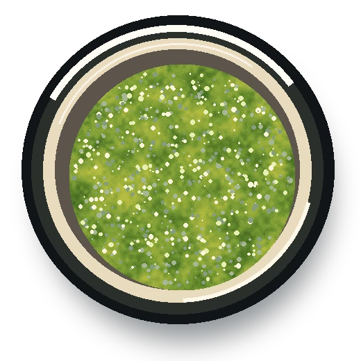 Ramekin ilustrado de salsa verde correspondiente al nivel suave